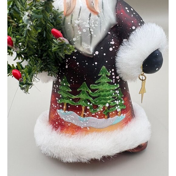 Vintage Glass Santa Claus Christmas Tree Ornament Hand Painted Forest Scene - Picture 7 of 8
